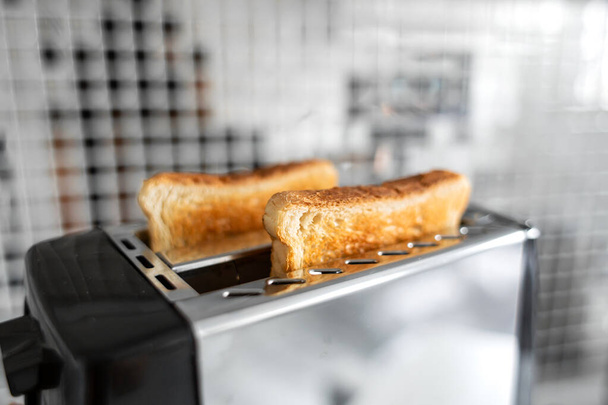 Breakfast toast. Toast bread close up. - Foto, afbeelding