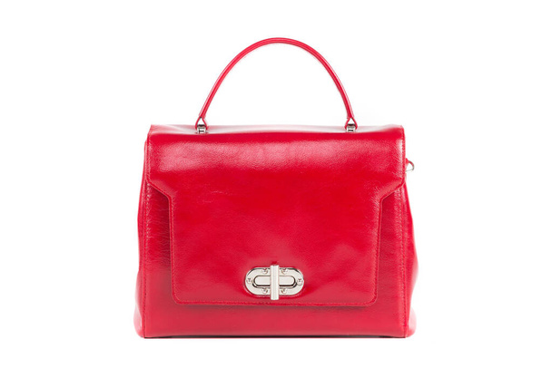 punainen naisten suunnittelija käsilaukku valkoisella taustalla - Valokuva, kuva
