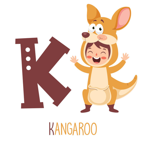 Character In Animal Costume Showing Alphabet Letter - Vector, Image