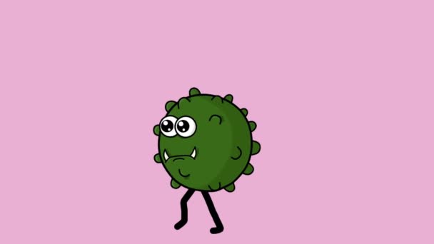 animiertes Video des grünen Coronavirus-Charakters läuft - Filmmaterial, Video