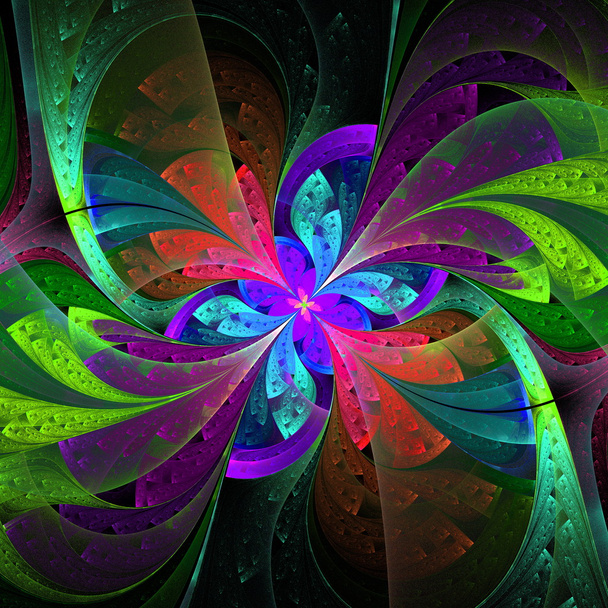 πολύχρωμα όμορφη fractal λουλούδι. γραφικά υπολογιστών που δημιουργούνται - Φωτογραφία, εικόνα