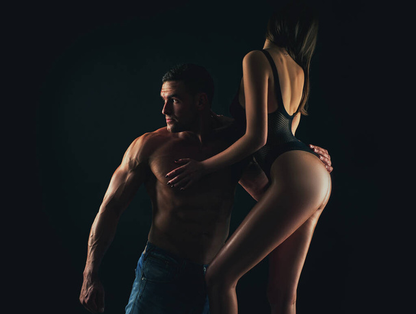 Sexy couple. I Love You. Romantic and loving models. Intimate relationship and sexual relations. Dominant man. Passion and sensual touch. - Valokuva, kuva