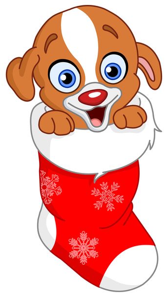 クリスマスの子犬 - ベクター画像