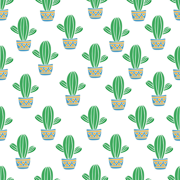 Cacti pattern . Cute seamless background . - Vecteur, image