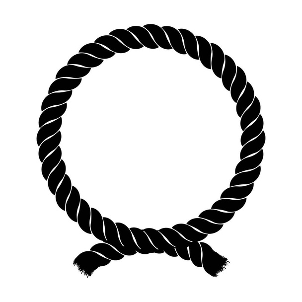 Retro icon в рамке веревки. Черный символ векторной иллюстрации изолирован на белом фоне. - Вектор,изображение