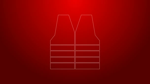Green line Safety vest icon isolated on red background. 4K Video motion graphic animation - Footage, Video