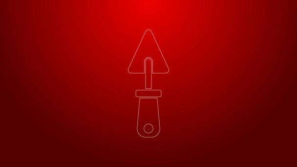 Green line Trowel icon isolated on red background. 4K Video motion graphic animation - Footage, Video