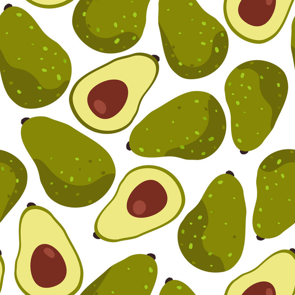 tropical fruit avocado seamless pattern on white background vector - Vector, Image