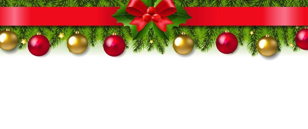 Christmas Garland With White background - Vector, afbeelding