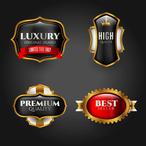 Luxe premium gouden badges en labels - Vector, afbeelding