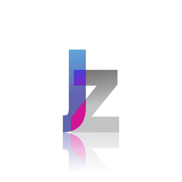 Initial Letter JZ Lowercase overlap Logo Blue, pink and grey, Modern and Simple Logo Design. - Vector, Image