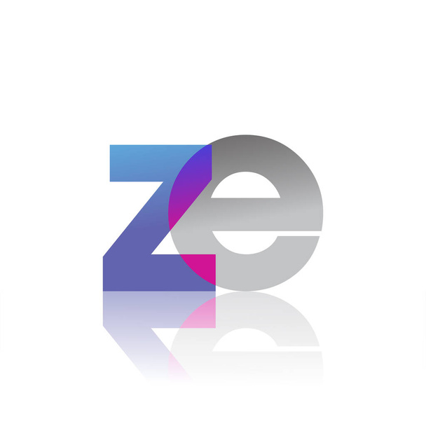 Initial Letter ZE Lowercase overlap Logo Blue, pink and grey, Modern and Simple Logo Design. - Vector, Image