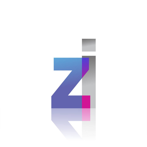 Initial Letter ZI Lowercase overlap Logo Blue, pink and grey, Modern and Simple Logo Design. - Vector, Image