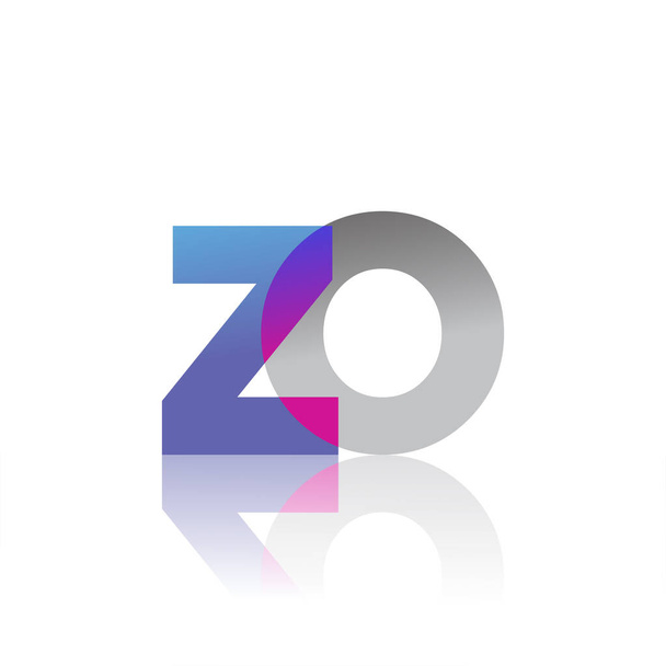 Initial Letter ZO Lowercase overlap Logo Blue, pink and grey, Modern and Simple Logo Design. - Vector, Image