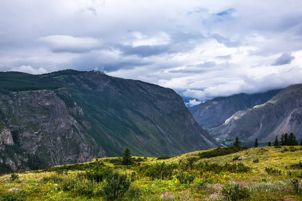 View of the Chulyshman highlands near the Chulyshman river valley. Ulagansky district, Altai Republic, South of Western Siberia, Russia - Foto, immagini