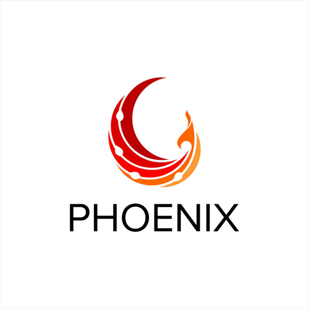 Phoenix logotipo simples moderno pássaro voador vibrante cor laranja do vetor para modelo de design ou inspiração ícone da indústria - Vetor, Imagem