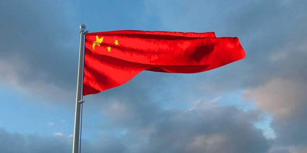 3d rendering of the national flag of the China - Photo, image