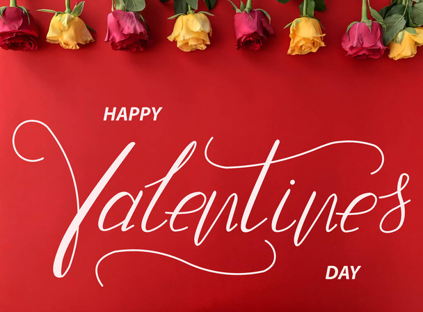 Happy Valentine's day! Card, online banner, greeting card, Flat lay on Valentine's Day - Foto, Bild