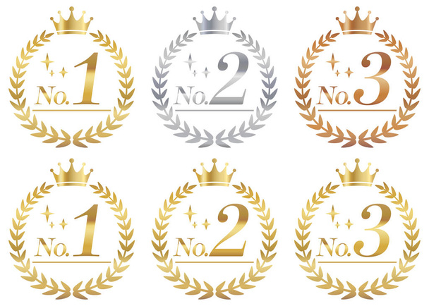 A set of laurel wreaths for gold, silver and bronze rankings. Entering a number. - Vector, Image