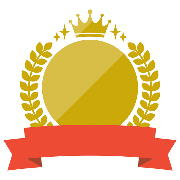 A simple gold laurel wreath and red ribbon ranking frame. - Vector, Image