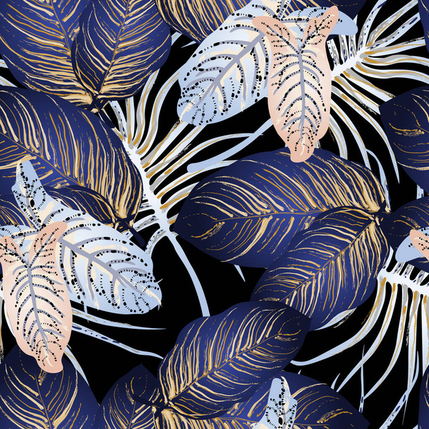 Tropical Leaf Modern Motif. Jungle Print. Foliage Summer - Vektor, obrázek