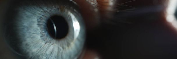 Close-up van mooi oog dat op zoek naar licht - Foto, afbeelding