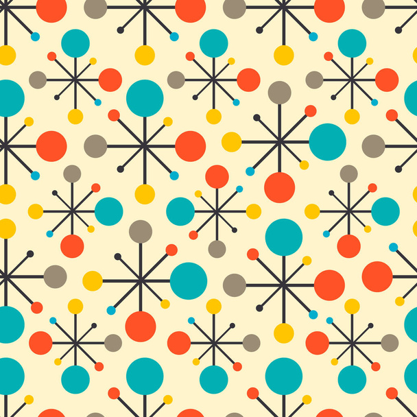 mediados de siglo cincuenta moderno atómico retro colores patrón de vectores sin costura. Parte de la colección - Vector, imagen