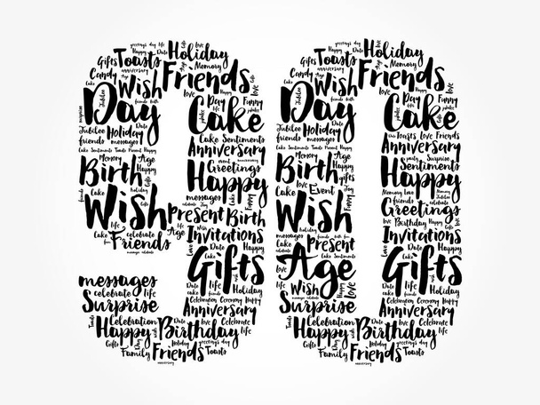 Happy 90th birthday word cloud, holiday concept background - Photo, Image