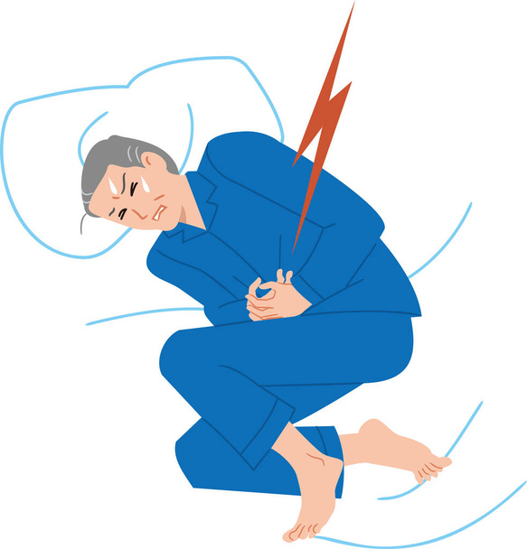 Starší muž trpící bolestí břicha ve spánku - Vektor, obrázek