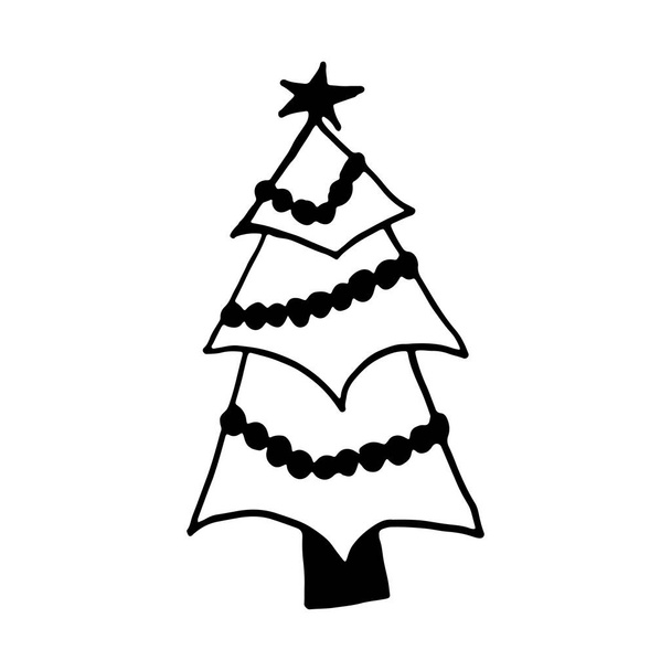 Decorated Christmas tree illustration - Vector, afbeelding
