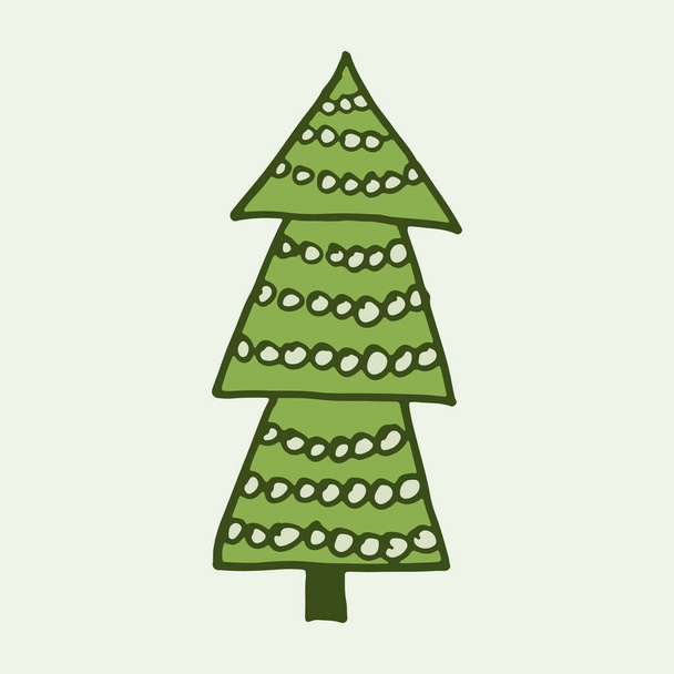 Decorated Christmas tree illustration - Vector, afbeelding