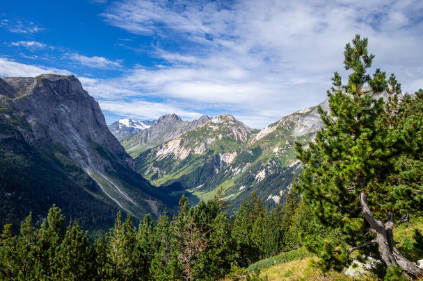 Mountain and pastures landscape in Pralognan la Vanoise. French alps - Foto, Bild