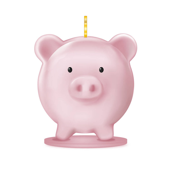 Ön manzara Piggy Bank 3D beyaz arka plan, Pembe Domuz Vektör ağı reklam için izole, grafik afiş için tasarım şablonu, finansal, tasarruf ve 2021 Yeni Yıl için para depolama - Vektör, Görsel