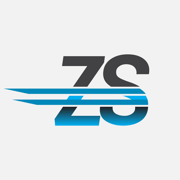 αρχικό λογότυπο ZS όνομα της εταιρείας χρωματισμένο μαύρο και μπλε, Απλό και μοντέρνο λογότυπο Design. - Διάνυσμα, εικόνα