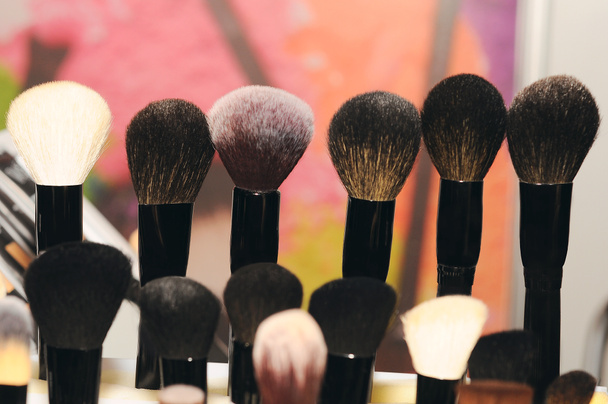 Cosmetic brushes for powder, eyeshadow. Cosmetic accessories. - Photo, Image