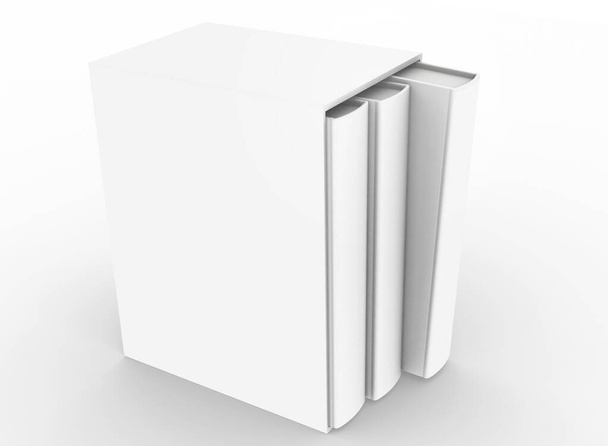 шаблон порожній набір макетів книг з твердим покриттям білий фон, 3d візуалізація
 - Фото, зображення