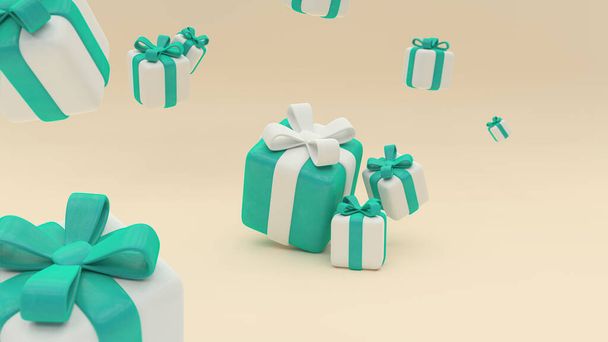 Merry Christmas and happy New year. 3D illustration of high quality gift boxes.  - Foto, afbeelding
