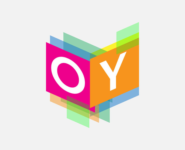 Letter OY logo with colorful geometric shape, letter combination logo design for creative industry, web, business and company. - Vektor, Bild