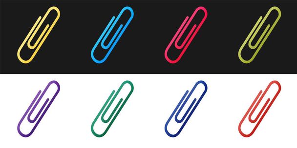Set Paper clip icon isolated on black and white background.  Vector. - Vector, Image