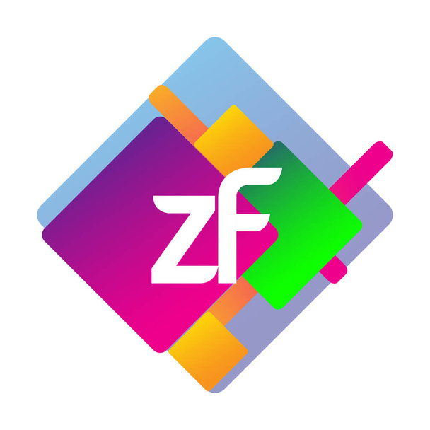 Letter ZF logo with colorful geometric shape, letter combination logo design for creative industry, web, business and company. - Vecteur, image