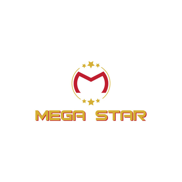 M letra, m letra logo vector, estrella logotipo, mega estrella logotipo vector plantilla - Vector, Imagen