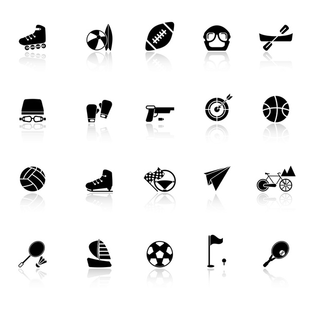 Extreme sport icons with reflect on white background - Vector, Image