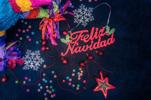 background with Christmas decorations, in colors with Mexican theme - Photo, Image