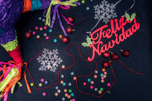 fundo com decorações de Natal, em cores com tema mexicano - Foto, Imagem
