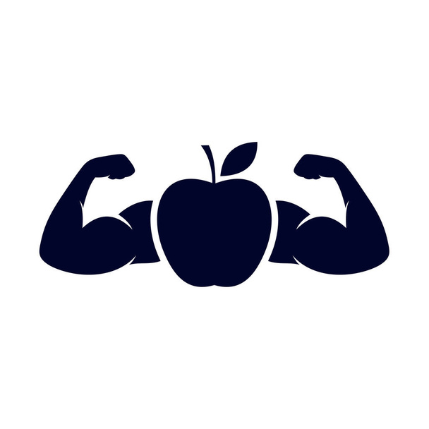 Hände muskulöser Designvektor, Icon-Konzept für Fitnessgeräte, Creative Gym Symbol, Illustration - Vektor, Bild