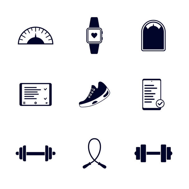 Conjunto de concepto de icono de equipo de fitness, Símbolo de gimnasio creativo, Ilustración - Vector, Imagen