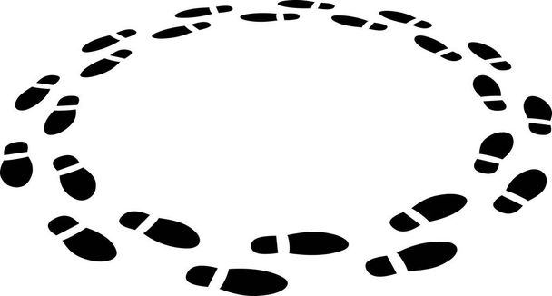 円の中の足跡-ベクトル図 - ベクター画像