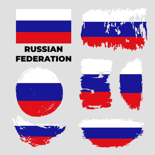 Grunge Orosz Föderációs zászlók beállítva. Vektorállomány illusztrációja - Vektor, kép