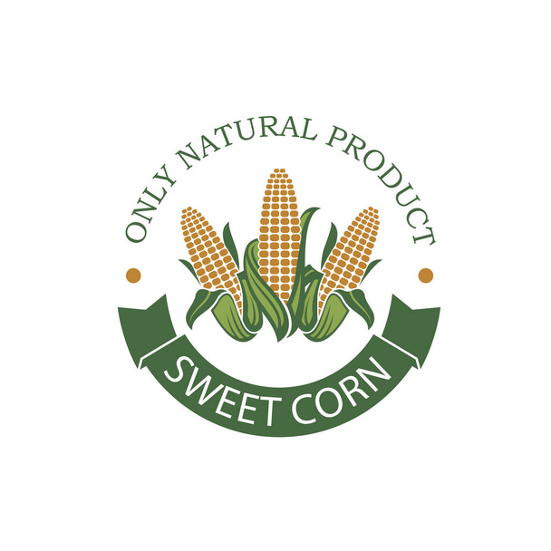 sweet corncob label isolated on white background - Vettoriali, immagini