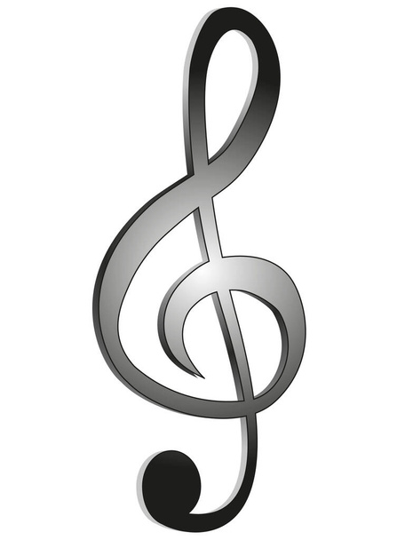 Treble clef, on a white background. - Vector, Image